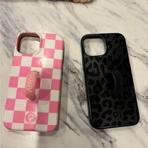 Loopy Case Pink Checkered and Black Leopard Phone Cases